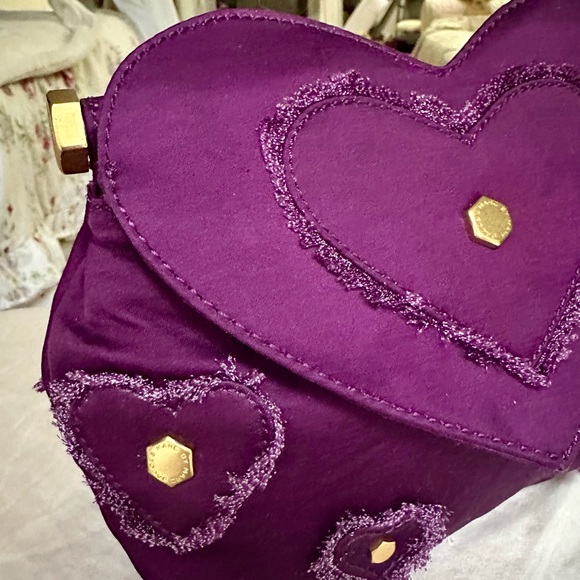 Marc by Marc Jacobs heart clutch purse purple gold metal detail - Picture 6 of 10
